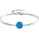 Bracelet Jonc semi-rigide en acier - cabochon apatite 11mm - 16+4cm