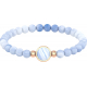 Bracelet élastique - billes blue lace agate 6mm - cabochon acier rosé et blue lace agate 11mm - longueur 18cm