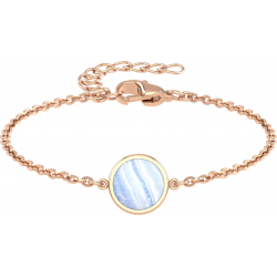 Bracelet en acier rosé - cabochon blue lace agate - 11mm - 16+4cm