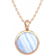 Collier en acier rosé - cabochon blue lace agate 14mm - 40+7cm