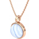 Collier en acier rosé - cabochon blue lace agate 14mm - 40+7cm