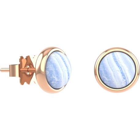 Boucles d'oreille en acier rosé - blue lace agate - 8mm