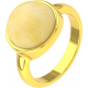 Bague en acier doré - cabochon agate jaune- 13mm - T50 à 60