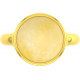 Bague en acier doré - cabochon agate jaune- 13mm - T50 à 60