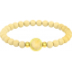 Bracelet élastique - billes agate jaune 6mm - cabochon acier doré et agate jaune 11mm - longueur 18cm