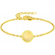 Bracelet en acier doré - cabochon agate jaune - 11mm - 16+4cm