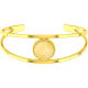 Bracelet jonc acier doré - 2 rangs - agate jaune - cabochon 14mm - diamètre intérieur 58mm