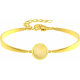 Bracelet Jonc semi-rigide en acier doré - cabochon agate jaune 11mm - 16+4cm