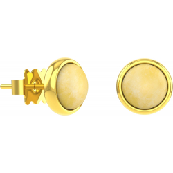 Boucles d'oreille en acier doré - agate jaune 8mm