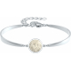 Bracelet Jonc semi-rigide en acier - cabochon cristal de roche 11mm - 16+4cm