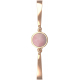 Bracelet Jonc semi-rigide en acier rosé - cabochon quartz rose 11mm - 16+4cm