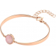 Bracelet Jonc semi-rigide en acier rosé - cabochon quartz rose 11mm - 16+4cm