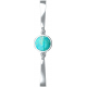 Bracelet Jonc semi-rigide en acier - cabochon chrysocolle 11mm - 16+4cm