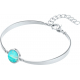 Bracelet Jonc semi-rigide en acier - cabochon chrysocolle 11mm - 16+4cm