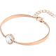 Bracelet Jonc semi-rigide en acier rosé - cabochon howlite blanche 11mm - 16+4cm