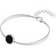 Bracelet Jonc semi-rigide en acier - cabochon onyx 11mm - 16+4cm