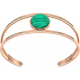 Bracelet jonc acier rosé - 2 rangs - malachite - cabochon 14mm - diamètre intérieur 58mm