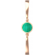 Bracelet Jonc semi-rigide en acier rosé - cabochon malachite 11mm - 16+4cm