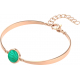 Bracelet Jonc semi-rigide en acier rosé - cabochon malachite 11mm - 16+4cm