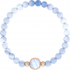 Bracelet élastique - billes blue lace agate 6mm - cabochon acier rosé et blue lace agate 11mm - longueur 18cm