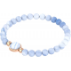 Bracelet élastique - billes blue lace agate 6mm - cabochon acier rosé et blue lace agate 11mm - longueur 18cm