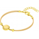 Bracelet en acier doré et coton jaune - cabochon agate jaune  - 11mm - 16+4cm