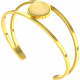 Bracelet jonc acier doré - 2 rangs - agate jaune - cabochon 14mm - diamètre intérieur 58mm
