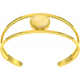 Bracelet jonc acier doré - 2 rangs - agate jaune - cabochon 14mm - diamètre intérieur 58mm