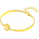 Bracelet Jonc semi-rigide en acier doré - cabochon agate jaune 11mm - 16+4cm
