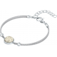 Bracelet en acier et coton blanc - cabochon cristal de roche  - 11mm - 16+4cm