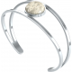 Bracelet jonc acier - 2 rangs - cristal de roche - cabochon 14mm - diamètre intérieur 58mm