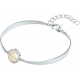 Bracelet Jonc semi-rigide en acier - cabochon cristal de roche 11mm - 16+4cm