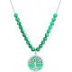 Collier acier - arbre de vie - malachite - diamètre 18mm - longueur 40+7cm