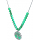 Collier acier - arbre de vie - malachite - diamètre 18mm - longueur 40+7cm