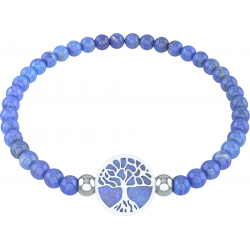 Bracelet elastique - arbre de vie - lapis lazuli - diamètre 13mm - longueur 18_18,5cm