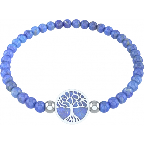 Bracelet elastique - arbre de vie - lapis lazuli - diamètre 13mm - longueur 18_18,5cm