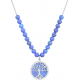 Collier acier - arbre de vie - lapiz lazuli - diamètre 18mm - longueur 40+7cm