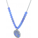 Collier acier - arbre de vie - lapiz lazuli - diamètre 18mm - longueur 40+7cm