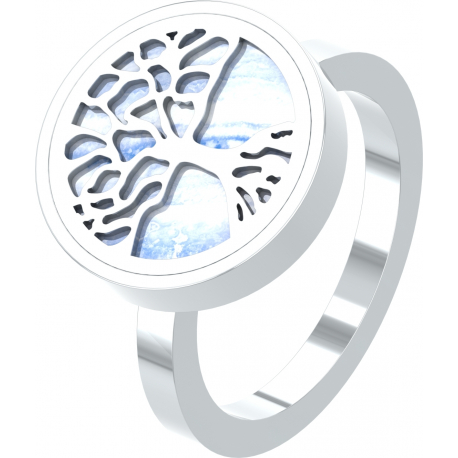 Bague en acier - arbre de vie - cacledoine bleu - diamètre 14mm - T50 à 60