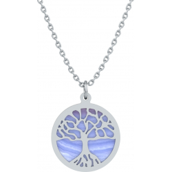 Collier acier - arbre de vie - cacledoine bleu - diamètre 18mm - longueur 40+5cm