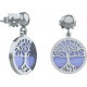 Boucles d'oreille acier - arbre de vie - cacledoine bleu - diamètre 14mm