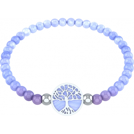 Bracelet elastique - arbre de vie - calcedoine bleu - diamètre 13mm - longueur 18_18,5cm