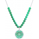 Collier acier - fleur de vie - malachite - diamètre 18mm - longueur 40+7cm