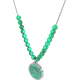 Collier acier - fleur de vie - malachite - diamètre 18mm - longueur 40+7cm