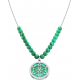 Collier acier - fleur de vie - malachite - diamètre 18mm - longueur 40+7cm