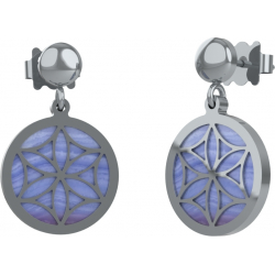 Boucles d'oreille acier - fleur de vie - cacledoine bleu - diamètre 14mm