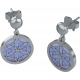 Boucles d'oreille acier - fleur de vie - cacledoine bleu - diamètre 14mm