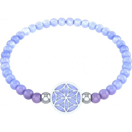 Bracelet elastique - fleur de vie - calcedoine bleu - diamètre 13mm - longueur 18_18,5cm