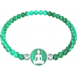 Bracelet elastique - bouddha - malachite - diamètre 13mm - longueur 18_18,5cm