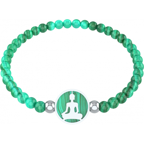 Bracelet elastique - bouddha - malachite - diamètre 13mm - longueur 18_18,5cm